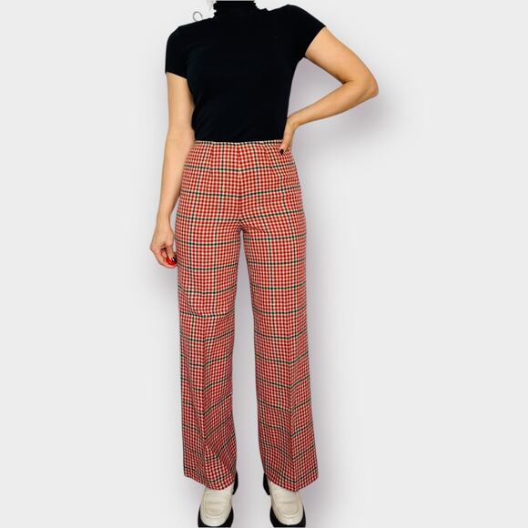 70s Pendleton Wool Red Plaid Pants - Picture 2 of 7